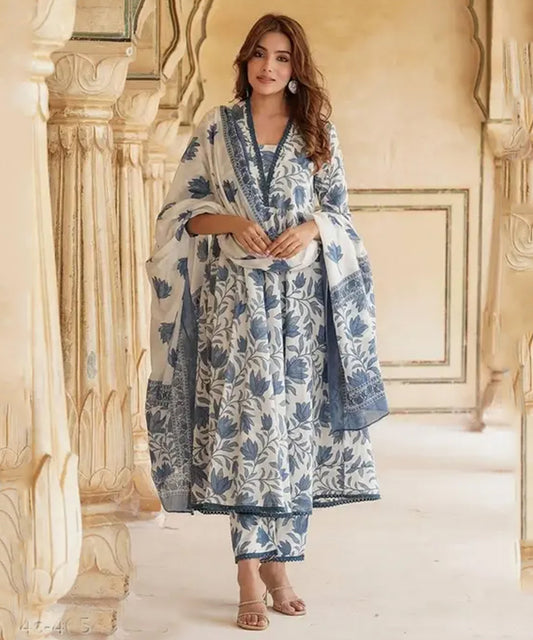 Kurta Set Off White Printed