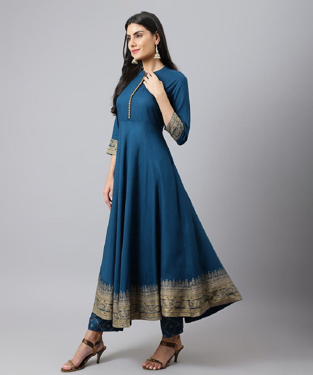 Kurta Set Blue Cotton Dupatta