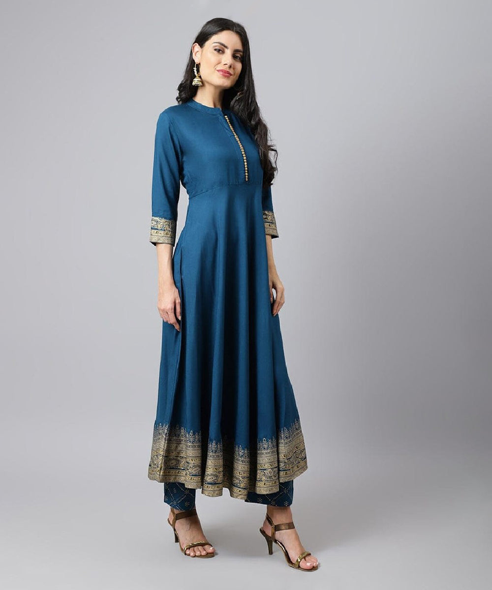 Kurta Set Blue Cotton Dupatta
