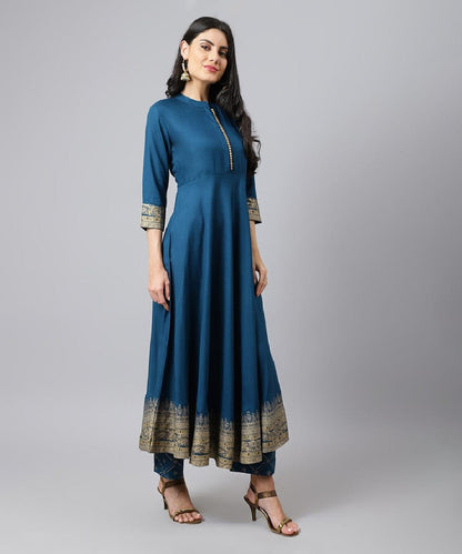 Kurta Set Blue Cotton Dupatta