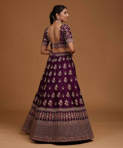 Lehenga Purple Zari Embroidered Unstitched