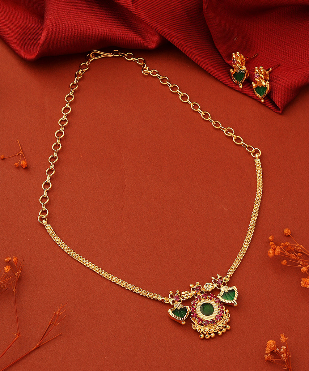 Gold Plated Two Palakka Necklace Set
