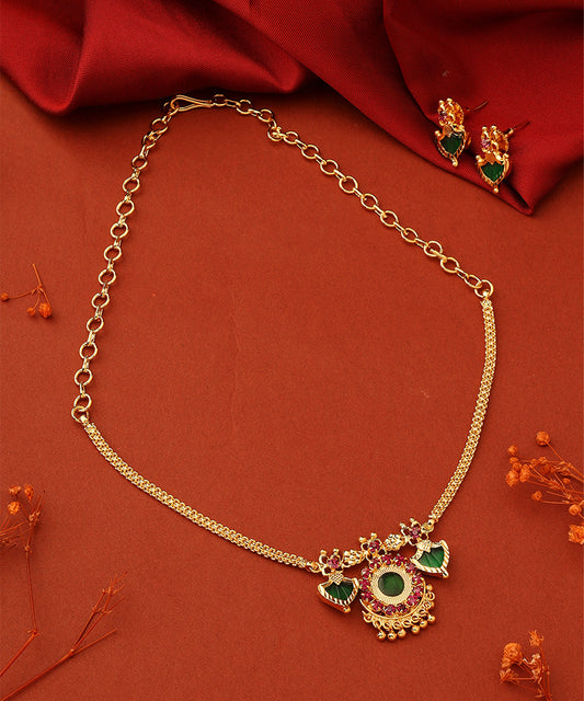 Gold Plated Two Palakka Necklace Set