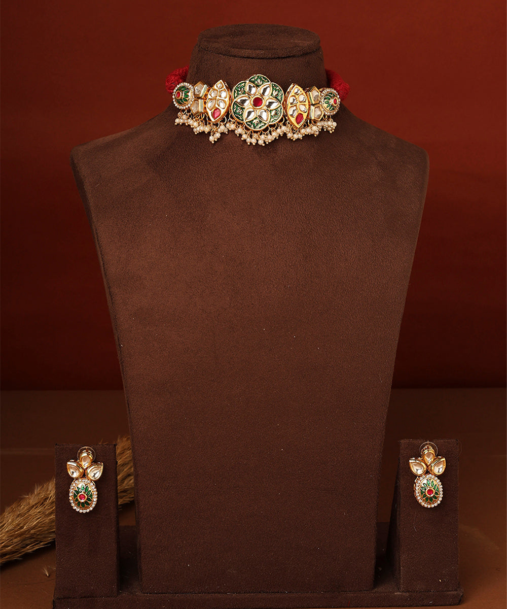 Kundan Choker Set with Meenakari Work