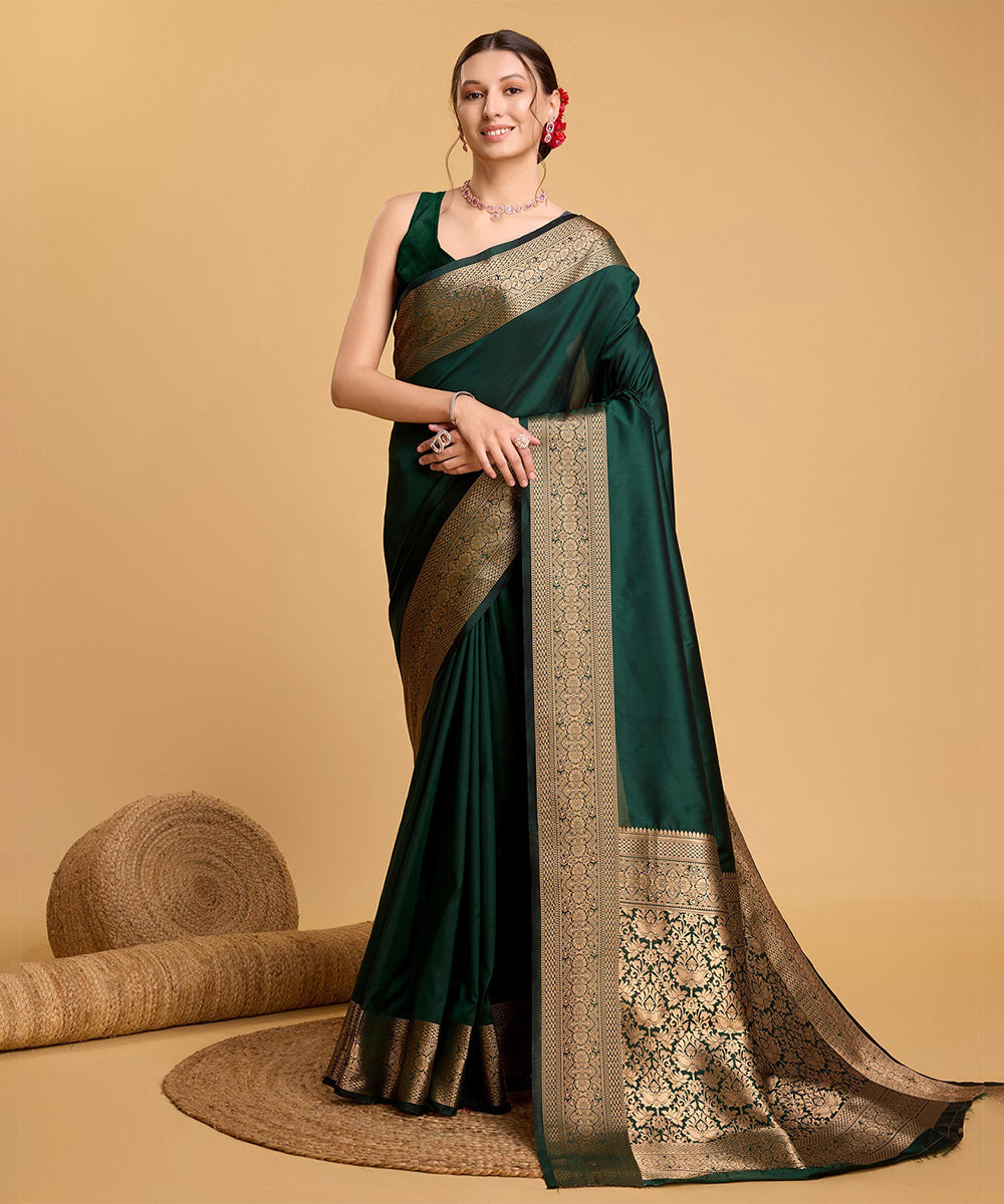 Green Kanchipuram Silk Saree with Classic Golden Zari Work