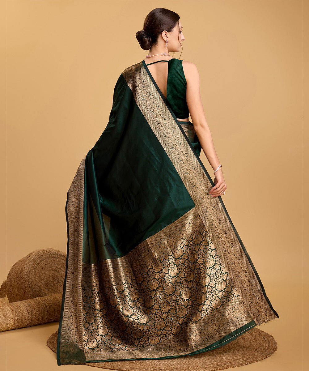 Green Kanchipuram Silk Saree with Classic Golden Zari Work