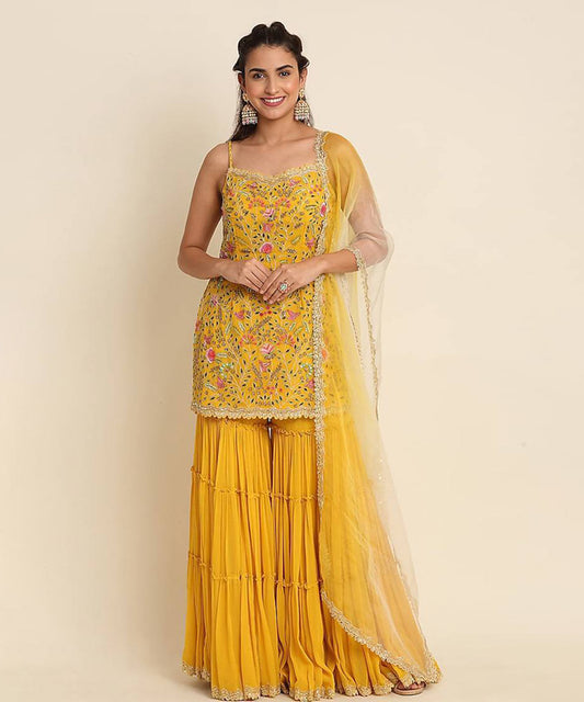 Punjabi Suit Yellow Georgette
