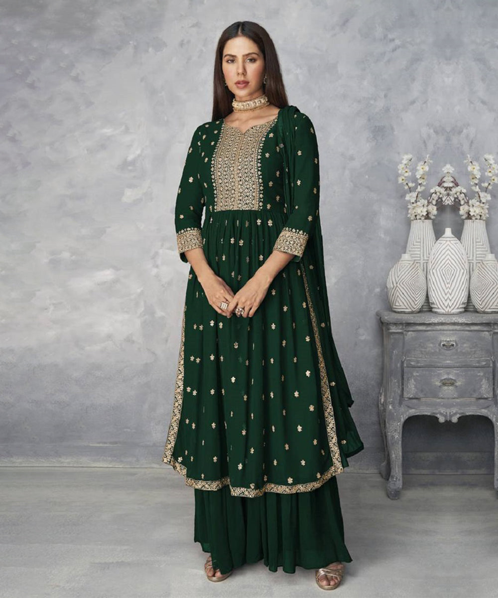 Sharara Green Nyra Cut Kurta