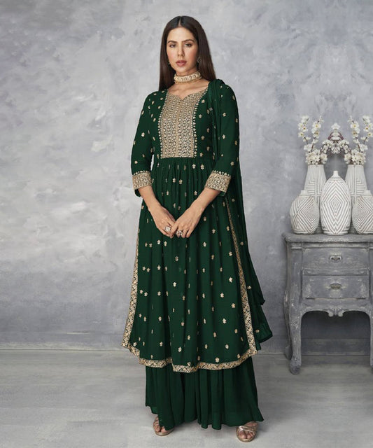 Sharara Green Nyra Cut Kurta