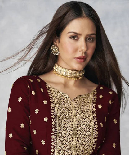 Sharara Maroon Nyra Cut Kurta