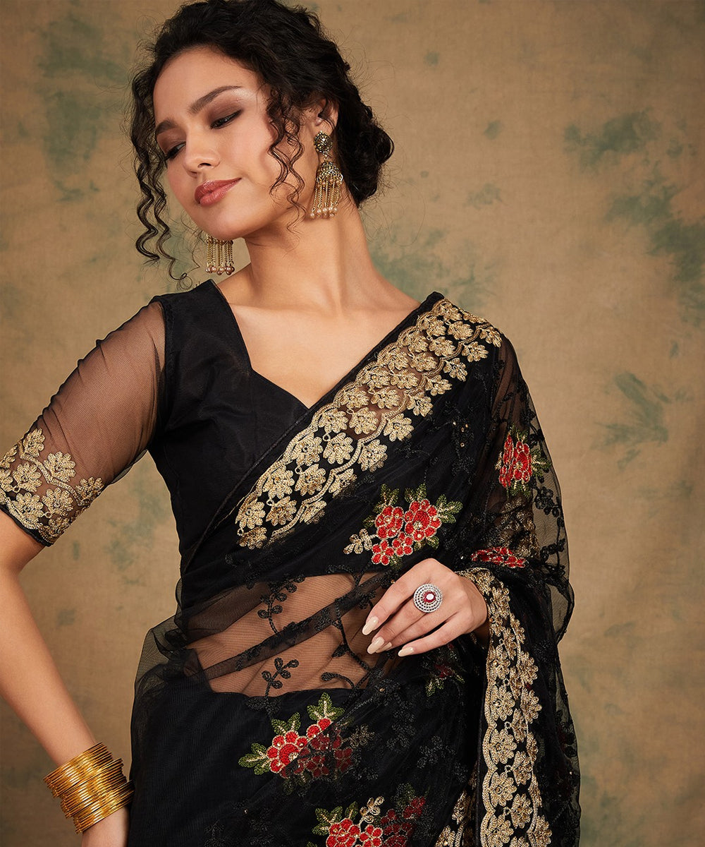 Fancy Designer Saree with Luxurious Multi Embroidery