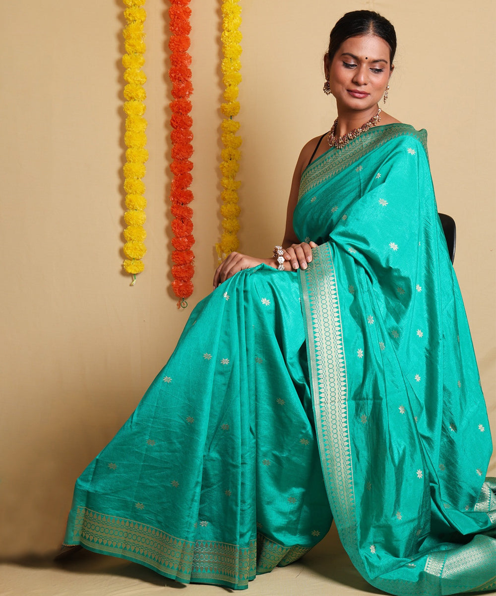 Ethnic Woven Zari Cotton Saree with Elegant Draping Blouse