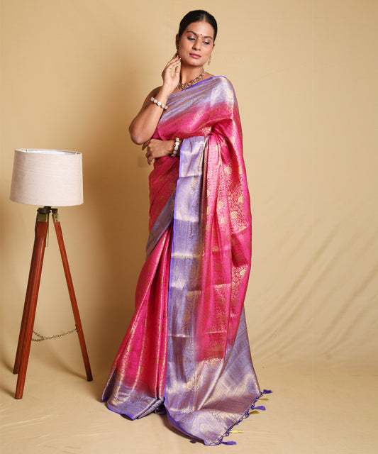 Enchanting Pink Zari Art Silk Saree with Intricate Blouse