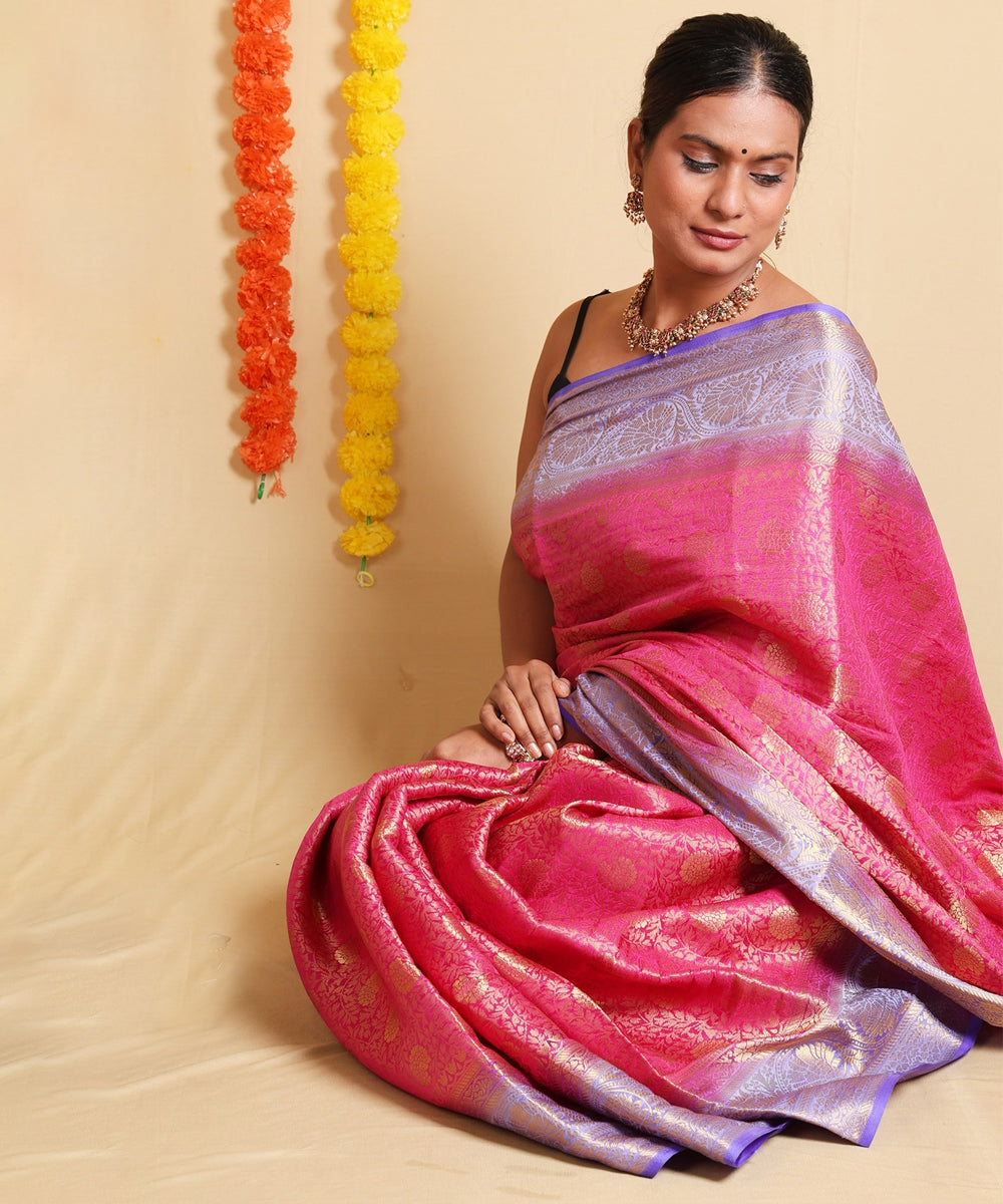 Enchanting Pink Zari Art Silk Saree with Intricate Blouse