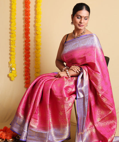 Enchanting Pink Zari Art Silk Saree with Intricate Blouse