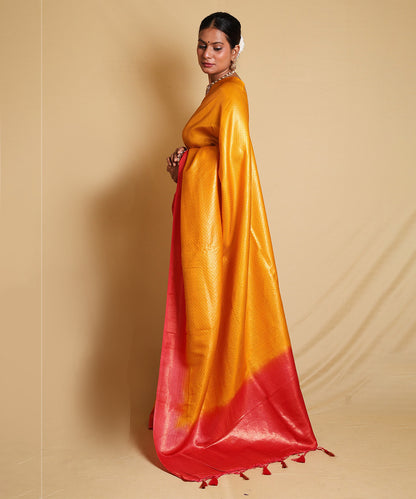 Yellow-Orange Sunset Art Silk Saree with Stunning Blouse