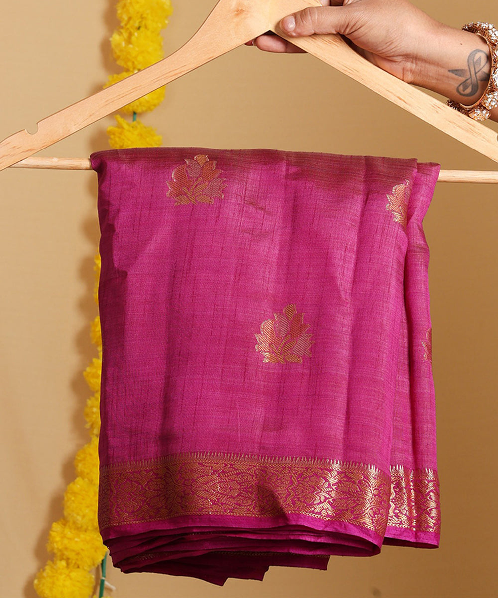 Purple Ethnic Motif Cotton Saree with Traditional Blouse