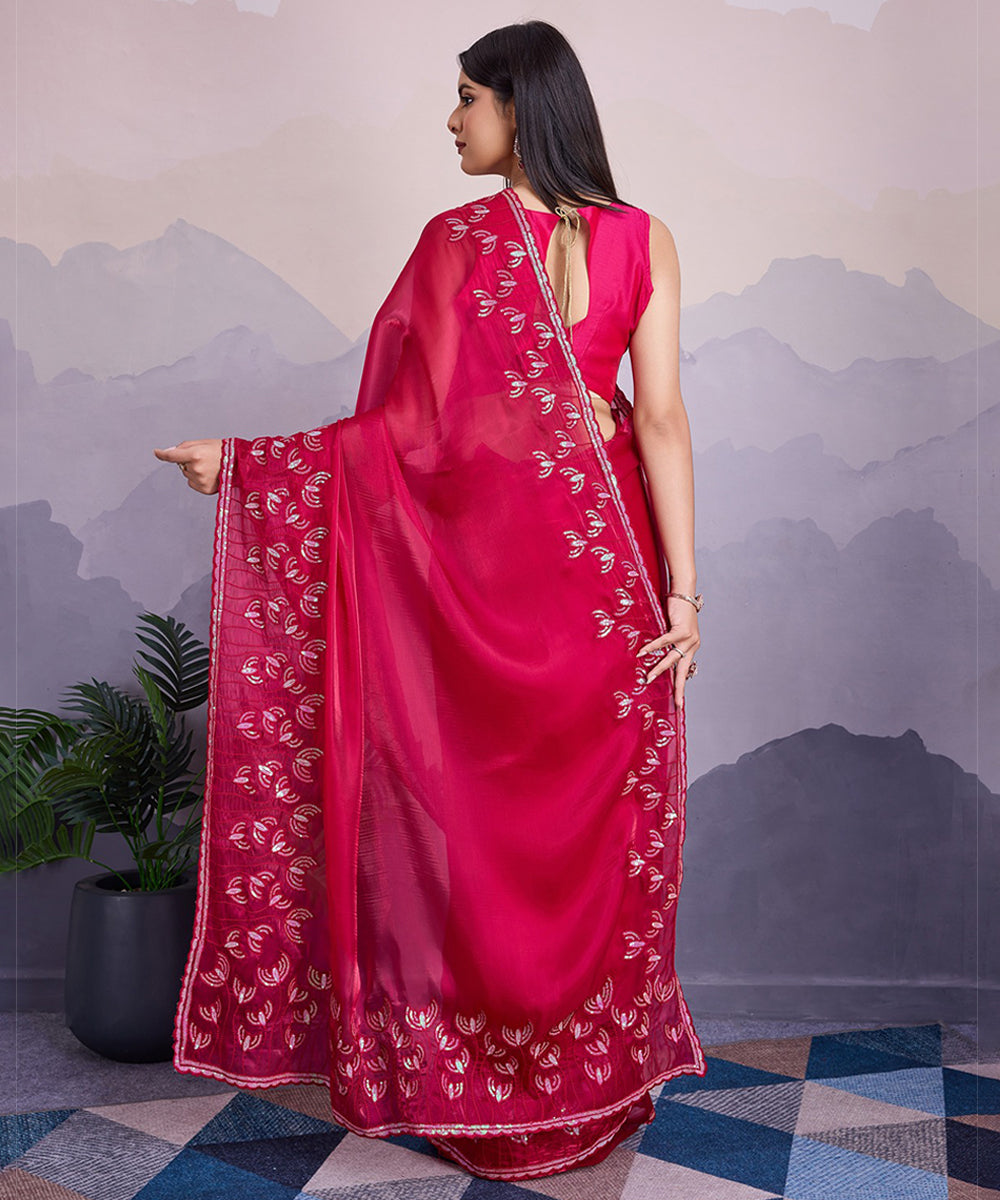 Pink Tissue Saree with Soft Embroidery and Elegant Blouse