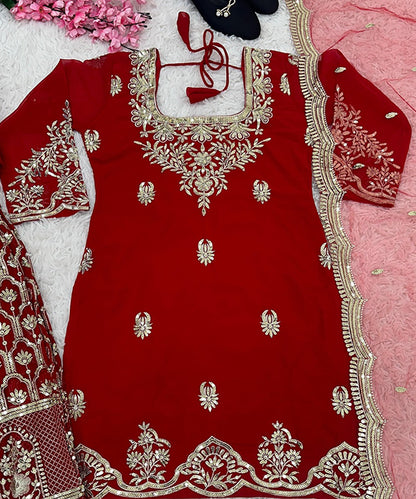 Kurta Set Red Georgette