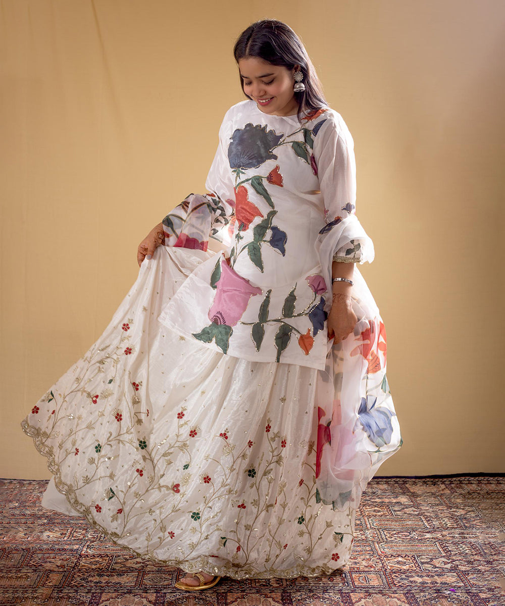 Kurta Set White Chiffon