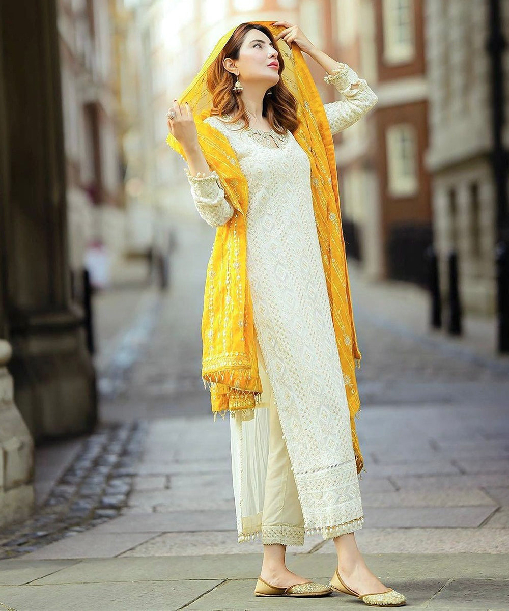 Kurta Set White Georgette