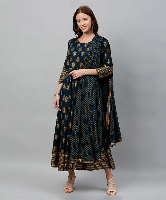 Salwar Suit Teal Cotton