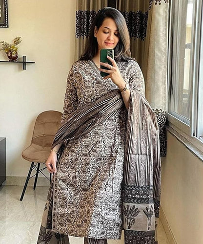 Kurta Set Grey Cotton Print
