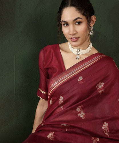 Red Woven Art Silk Saree with Traditional Craftsmanship