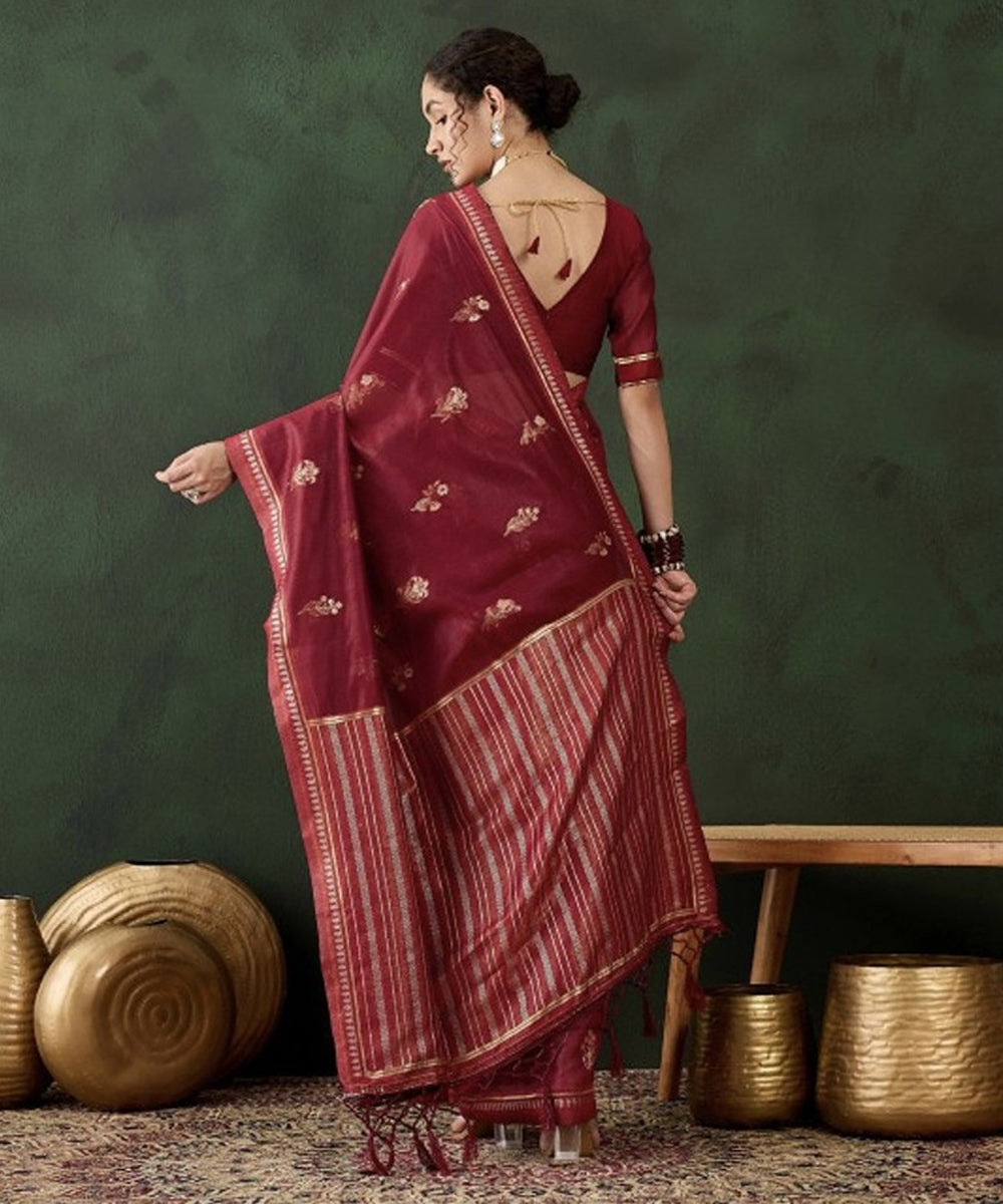 Red Woven Art Silk Saree with Traditional Craftsmanship