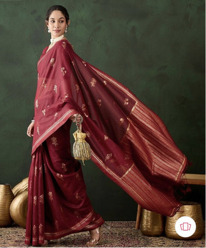 Red Woven Art Silk Saree with Traditional Craftsmanship