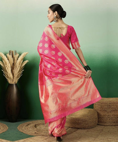 Pink Woven Art Silk Saree with Elegant Design