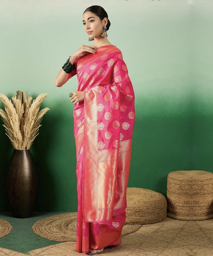 Pink Woven Art Silk Saree with Elegant Design