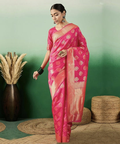 Pink Woven Art Silk Saree with Elegant Design