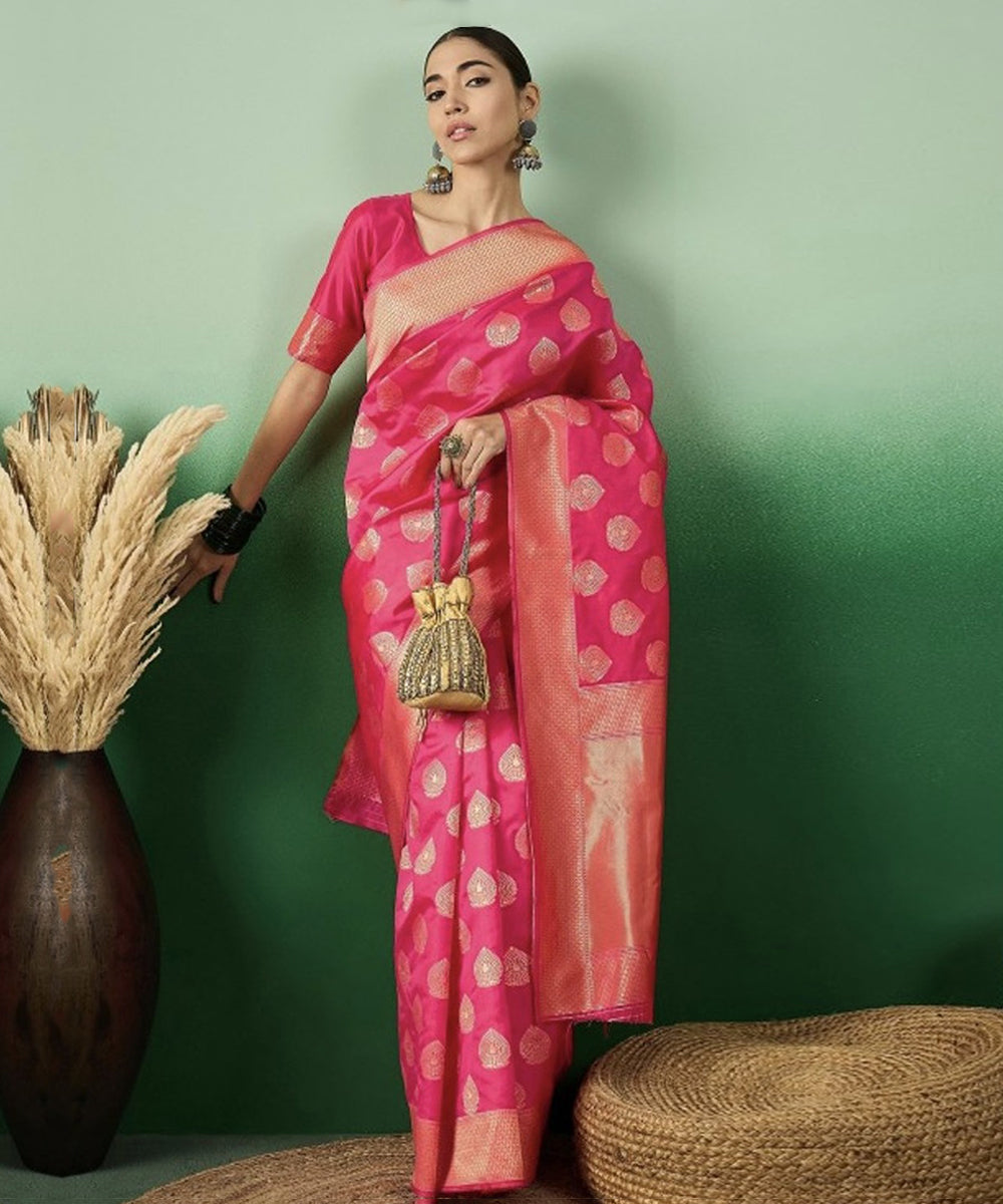 Pink Woven Art Silk Saree with Elegant Design