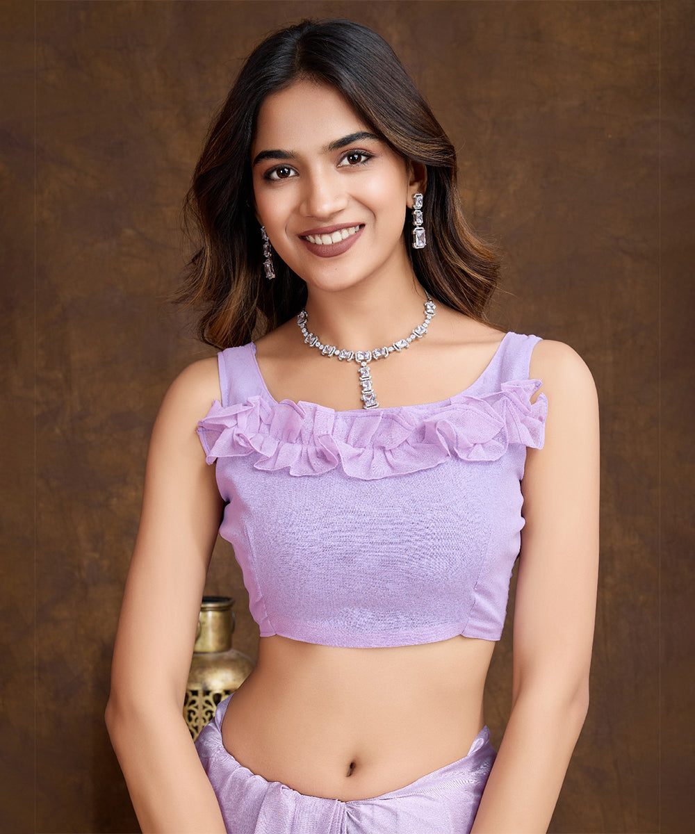 Lilac Chiffon Silk Saree with a Graceful Sequin Border