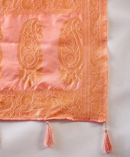 Peach Saree with Light Motifs and a Graceful Zari Border