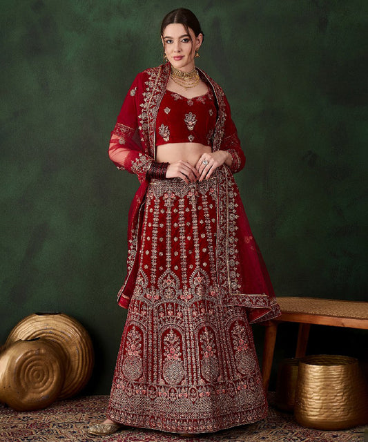 Maroon Bridal Lehenga Choli with Traditional Elegance