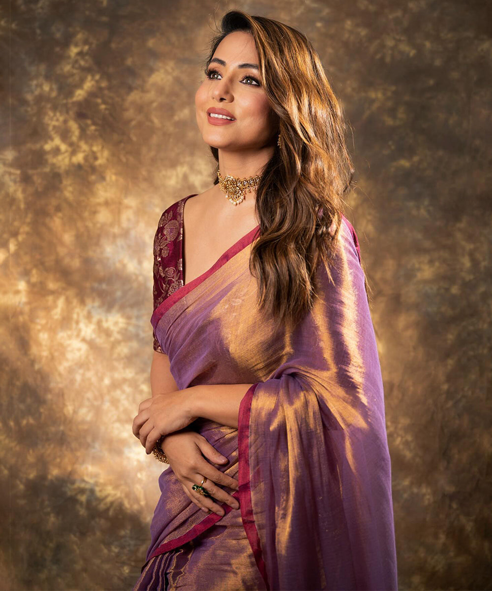 Attractive Purple Fendy Silk Saree with Jacquard Weaving Blouse