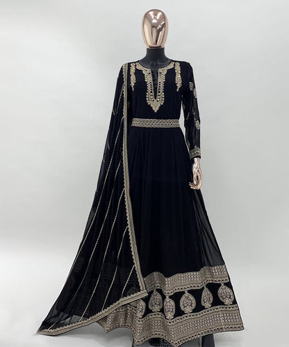 Anarkali Black Georgette Work
