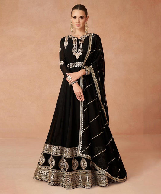 Anarkali Black Georgette Work