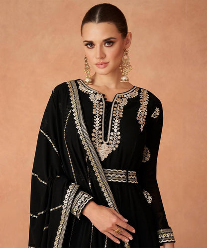 Anarkali Black Georgette Work