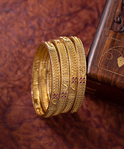 Bangles Golden Floral Work