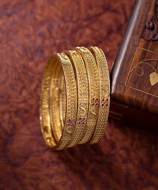 Bangles Golden Floral Work