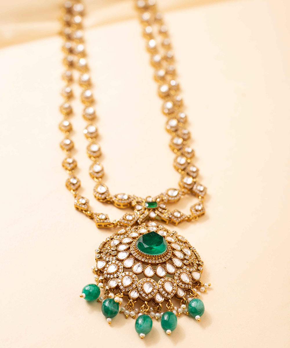 Necklace Kundan Pendant Green