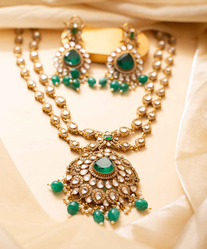 Necklace Kundan Pendant Green