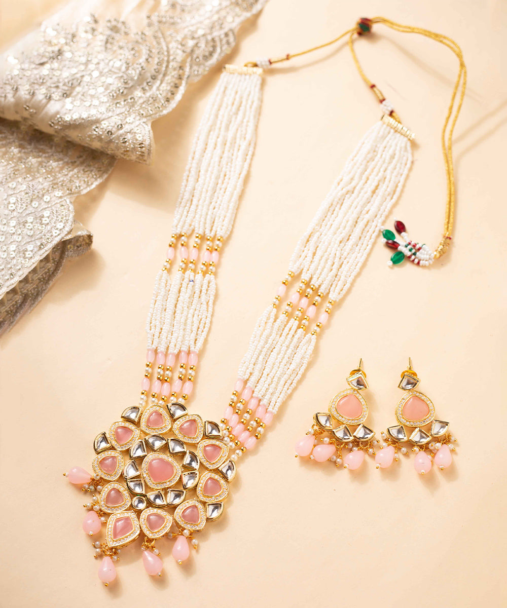 Necklace Pink Kundan Pearl Party