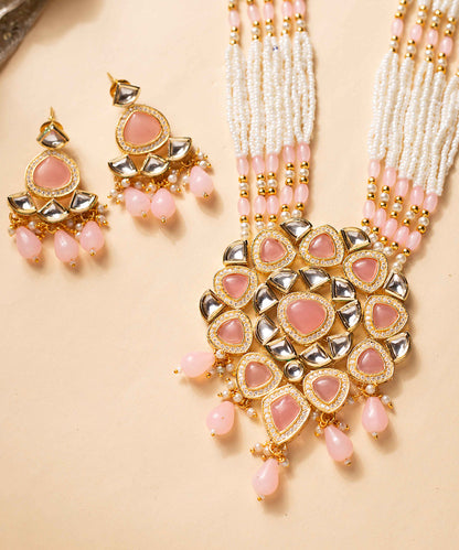 Necklace Pink Kundan Pearl Party