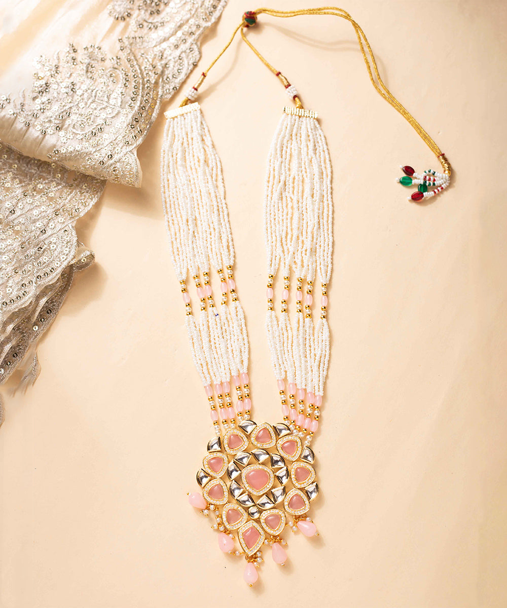 Necklace Pink Kundan Pearl Party