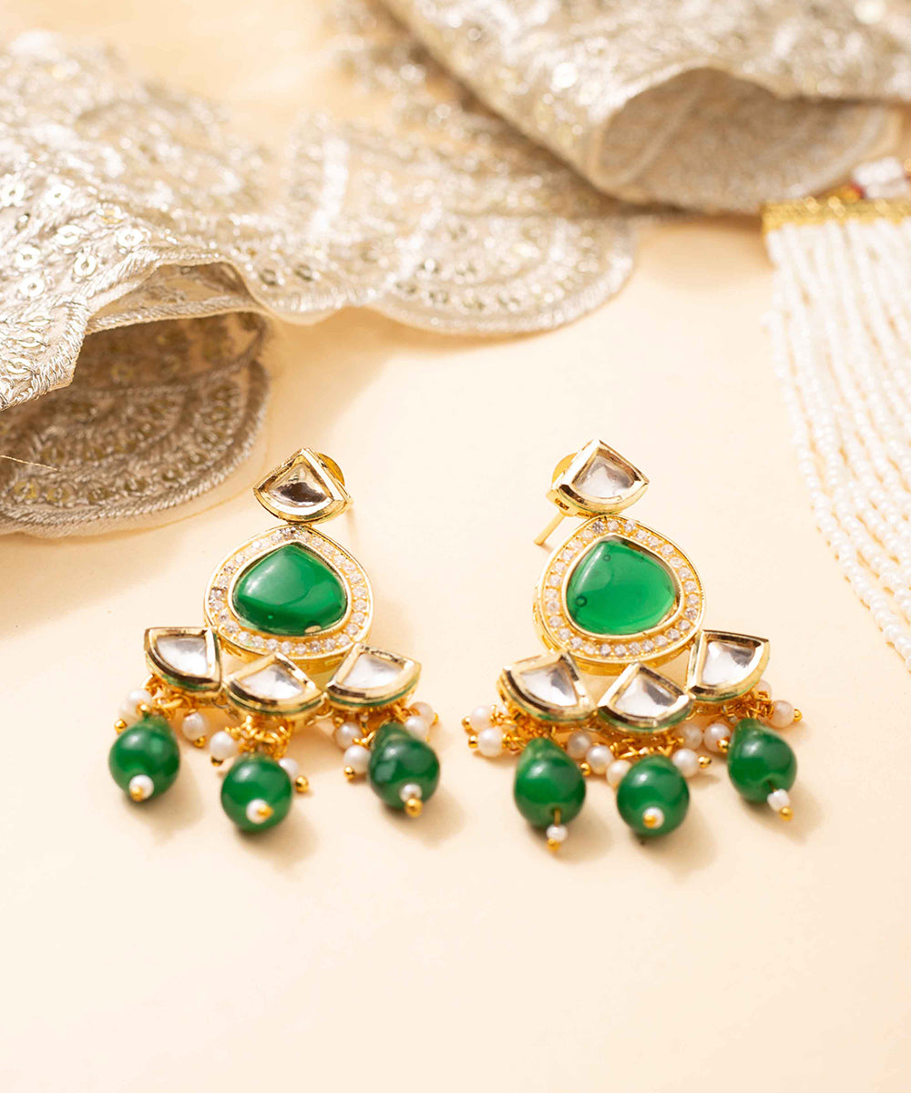 Necklace Green Kundan Pearl Party