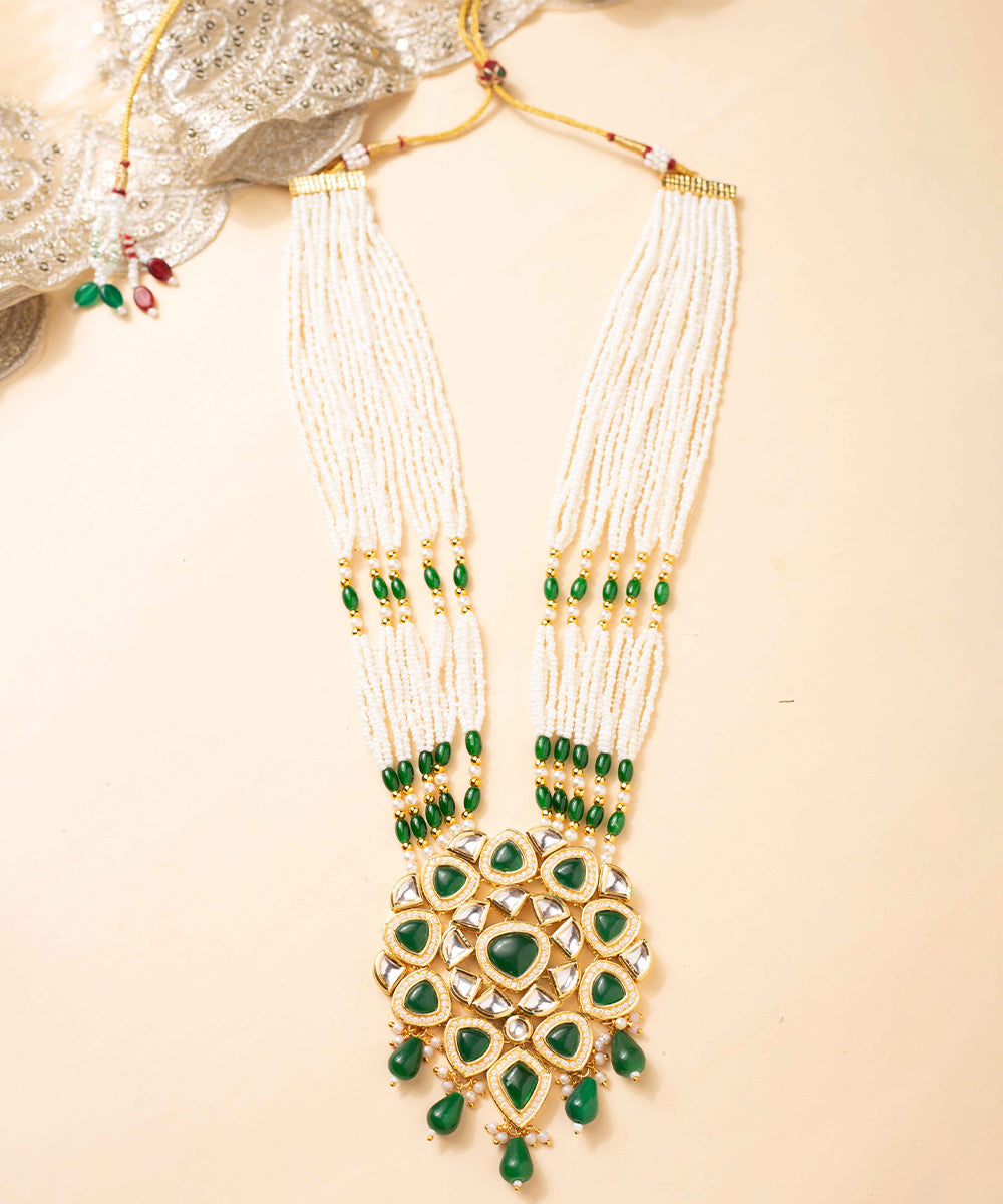 Necklace Green Kundan Pearl Party